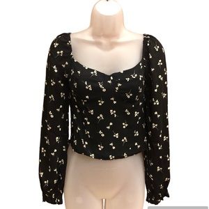 Audrey 3+1 Cropped Floral Feminine Pullover Blouse